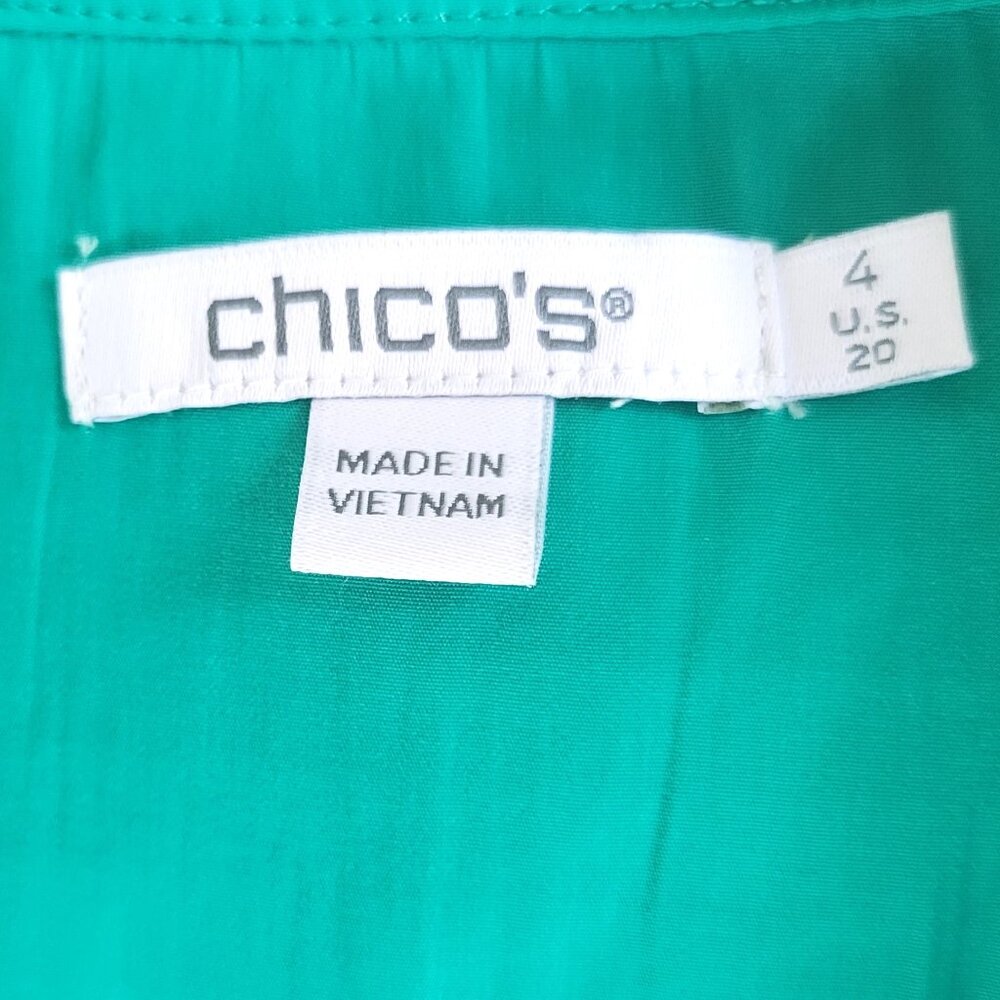 NWT CHICO'S Jade Green Shirred Blouse Top Sz 4 or US 20 - Picture 5 of 7
